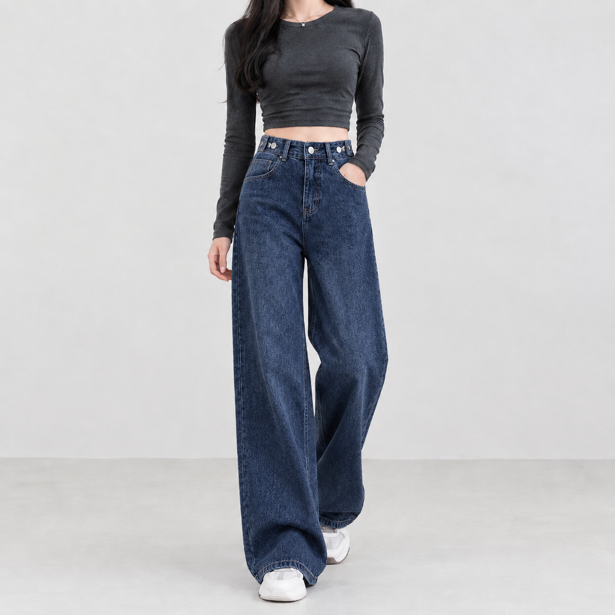 Valencia Wide Leg Jeans - Dark Blue