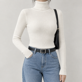 Paloma Ribbed Turtleneck - White