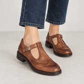 Annelise Brogue Mary Janes - Brown
