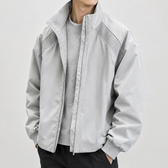 Evrard Stand Collar Jacket - Light Gray