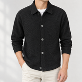 Egil Collared Knit Cardigan - Black