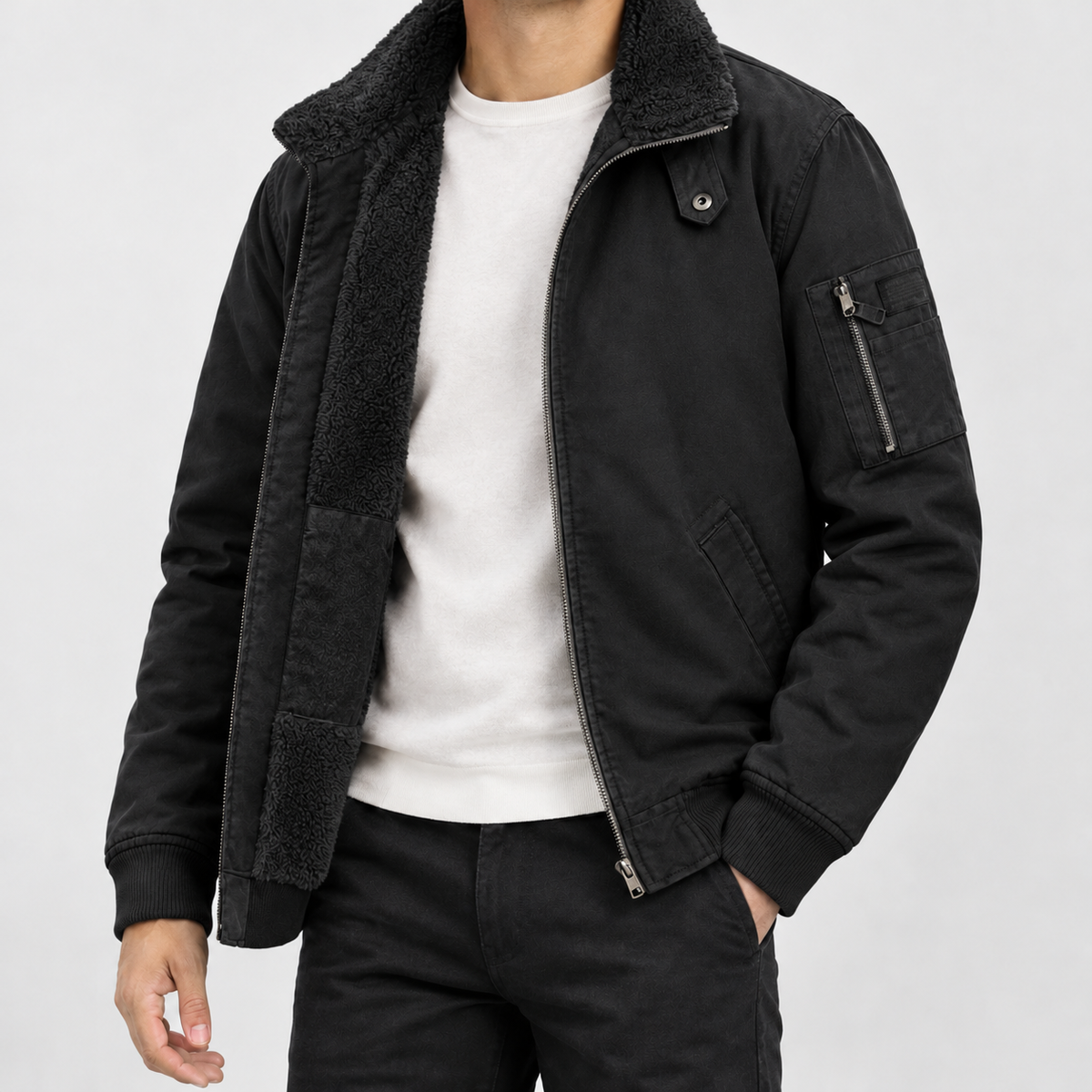 Alfons Stand Collar Jacket - Black