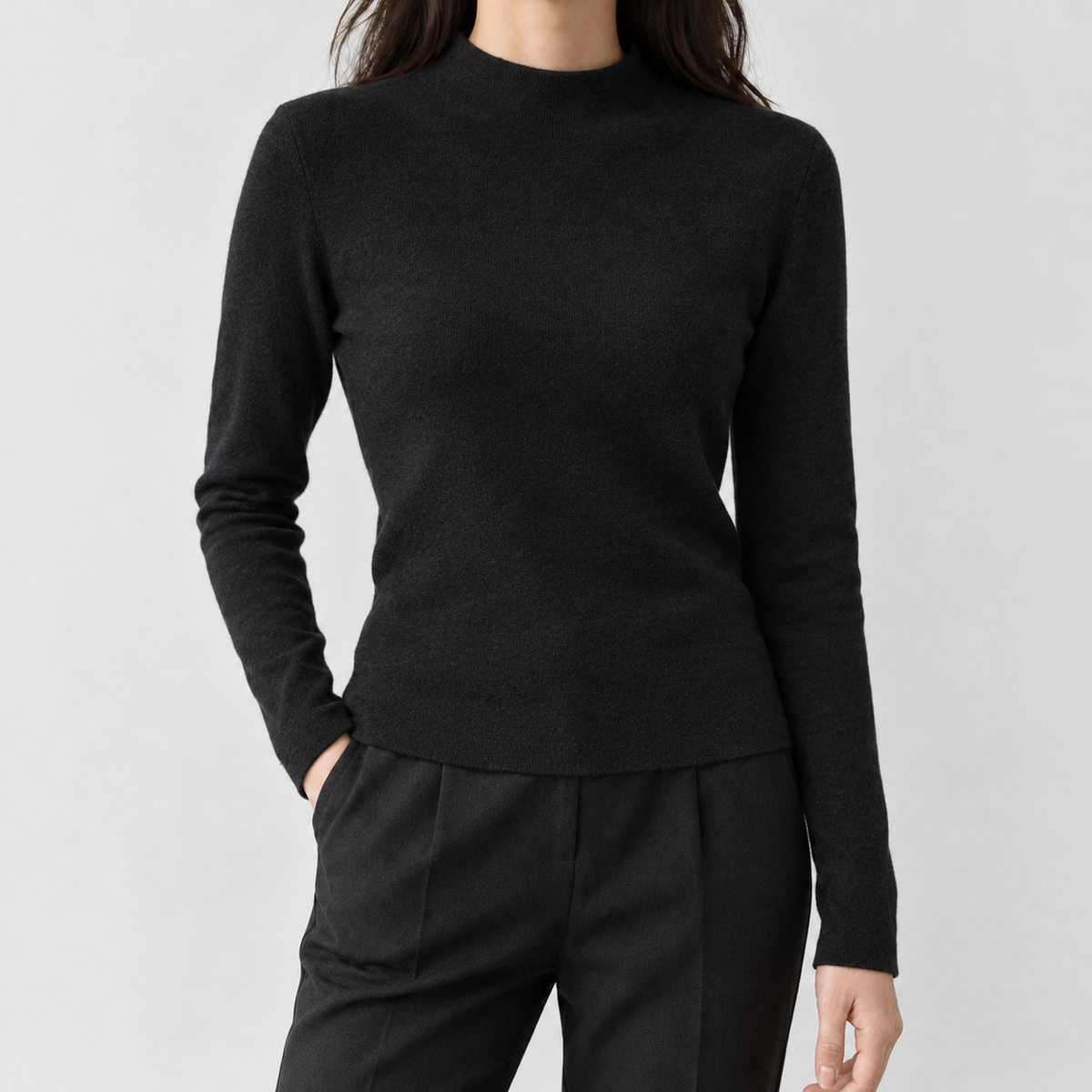 Merete Mock Neck Top - Black