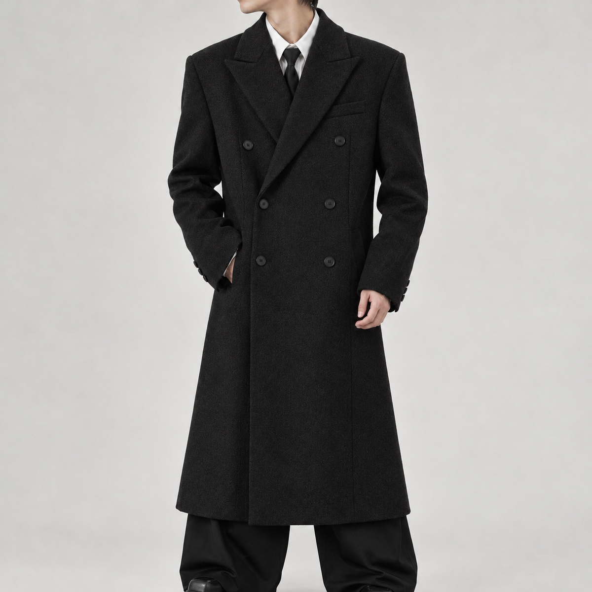Brynjolfur Double Breasted Overcoat - Black
