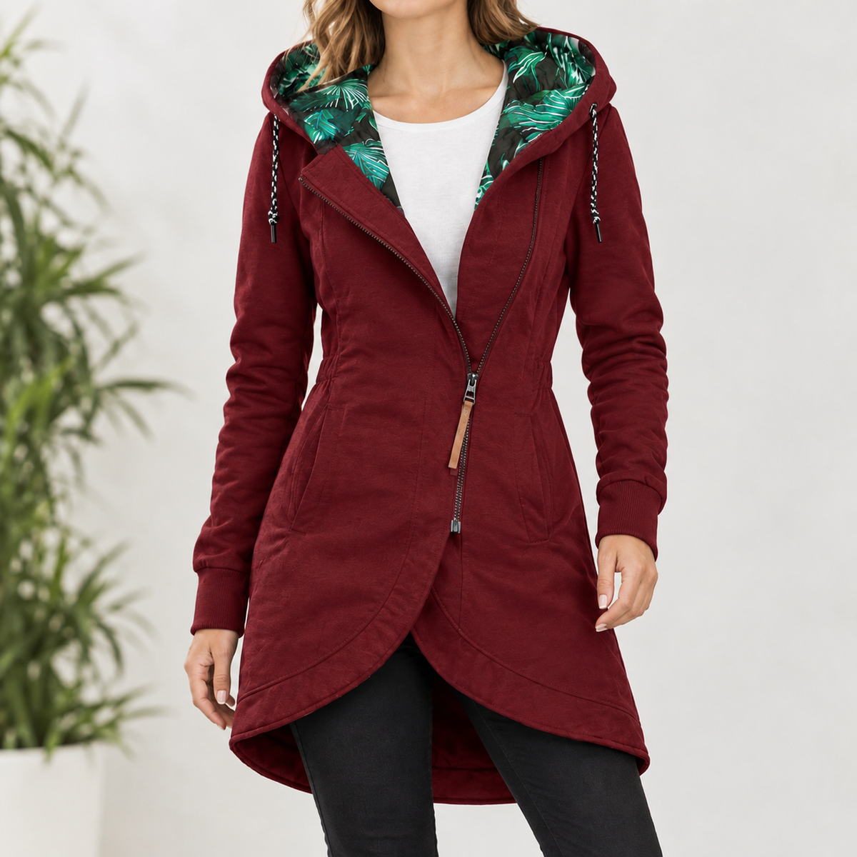 Elisabeth Hooded Jacket - Wine Red
