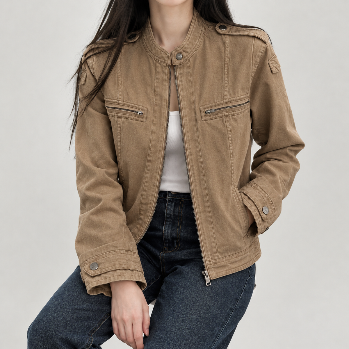 Trude Washed Denim Jacket - Brown