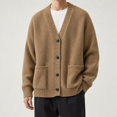 Kieran Ribbed Cardigan - Khaki