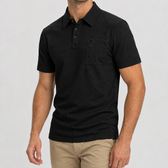 Frans Zip Pocket Polo - Black