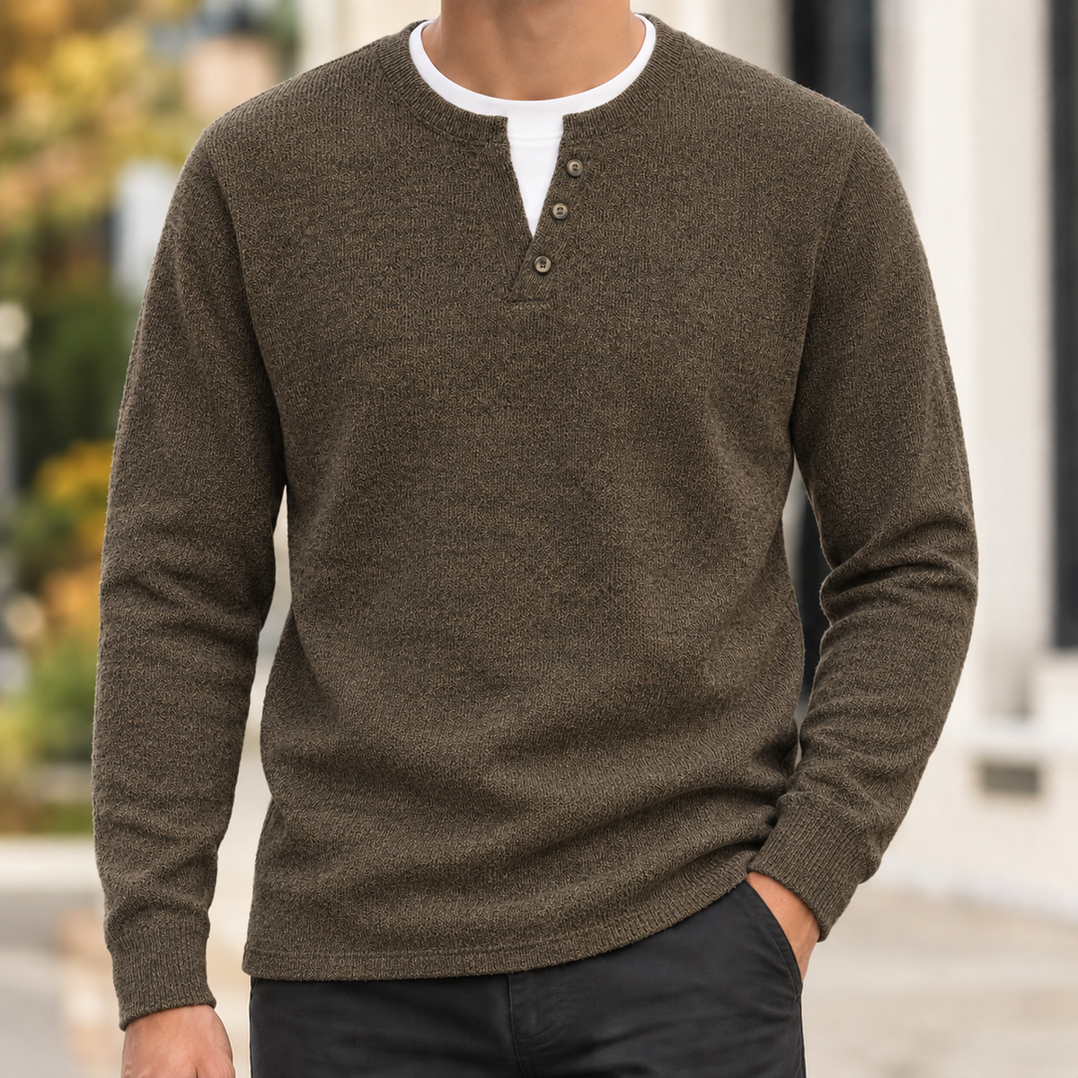 Peregrine Henley Sweater - Brown