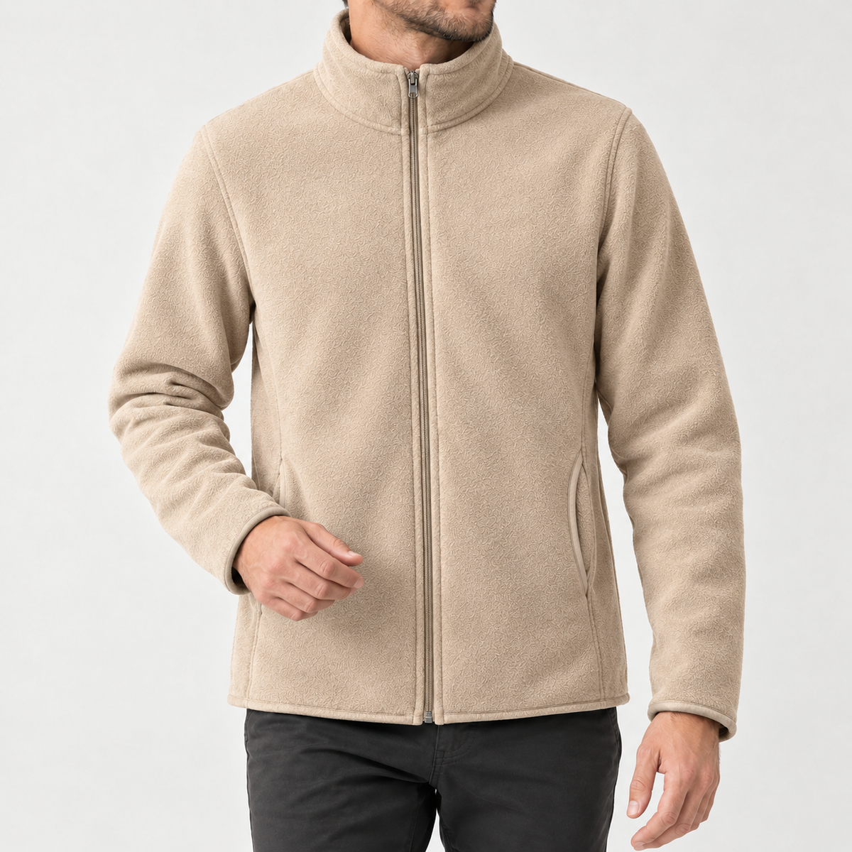 Hugues Stand Collar Jacket - Khaki