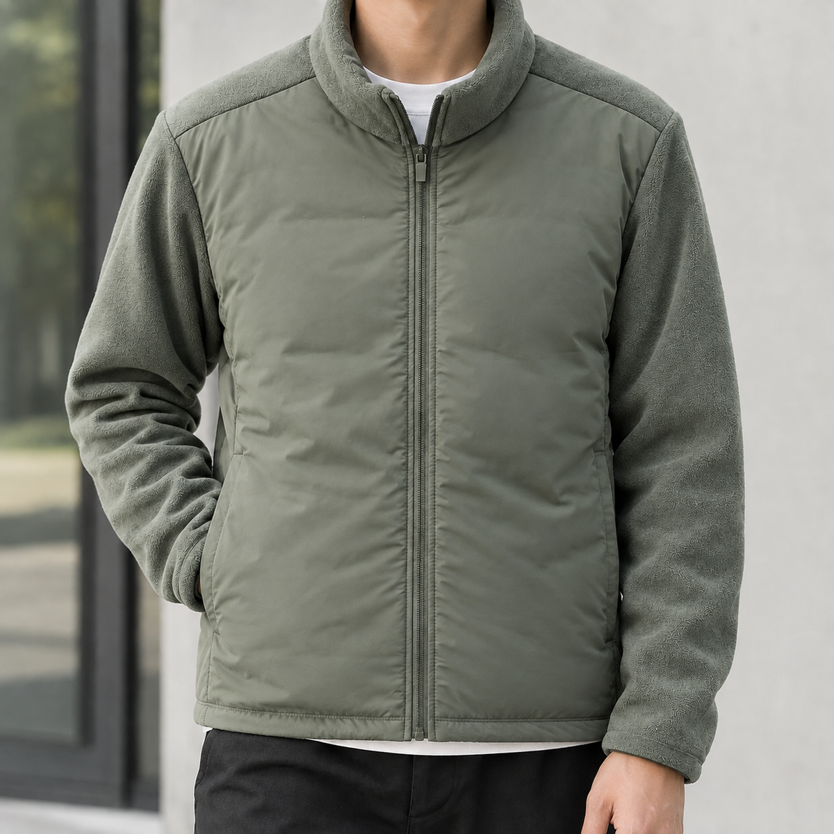 Hermann Padded Zip Jacket - Army Green