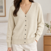 Constanze V Neck Cardigan - Beige