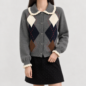 Brais Argyle Cardigan - Dark Gray