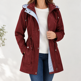 Elisabetta Hooded Jacket - Wine Red