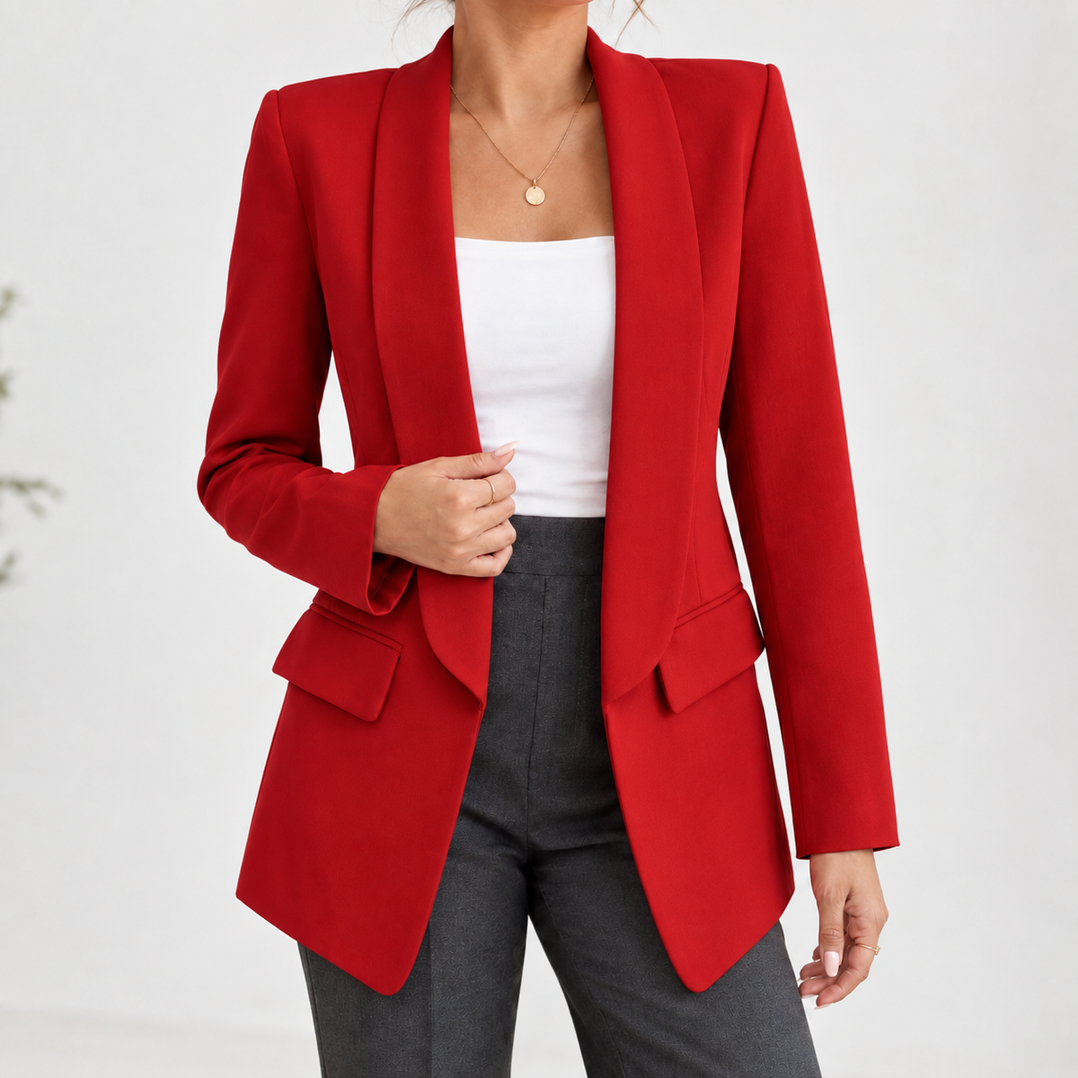 Paige Shawl Lapel Blazer - Red