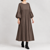 Cecily Pleated Midi Dress - Brown