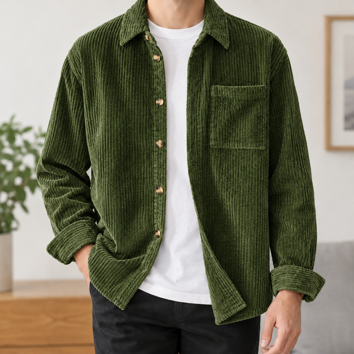 Wolfgang Corduroy Overshirt - Green