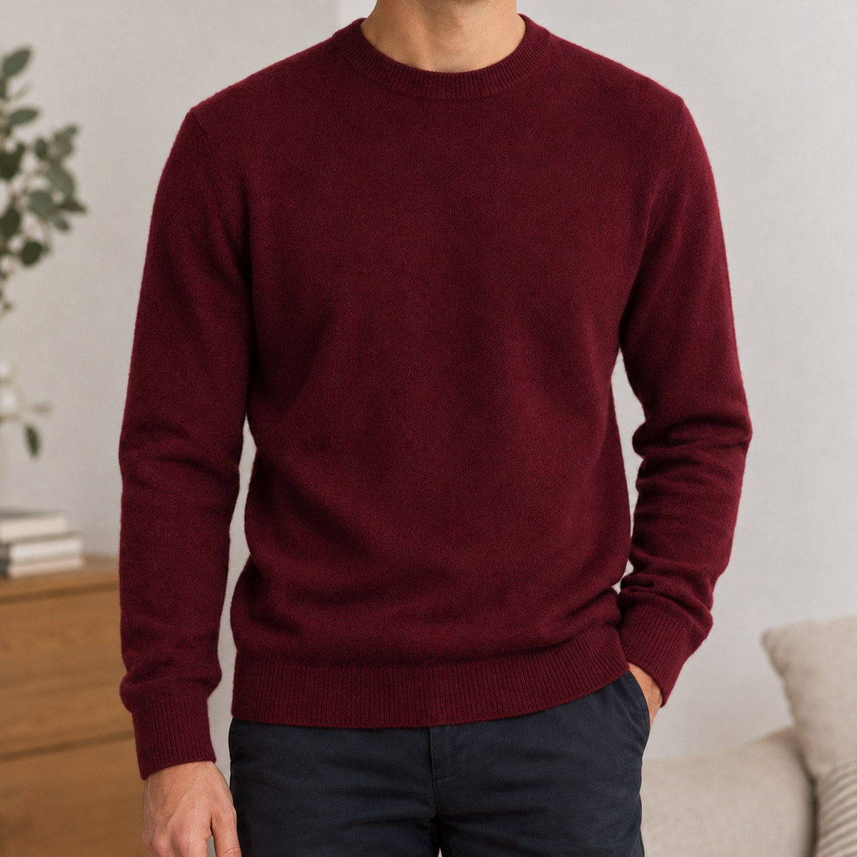 Benedikt Crew Neck Sweater - Wine Red