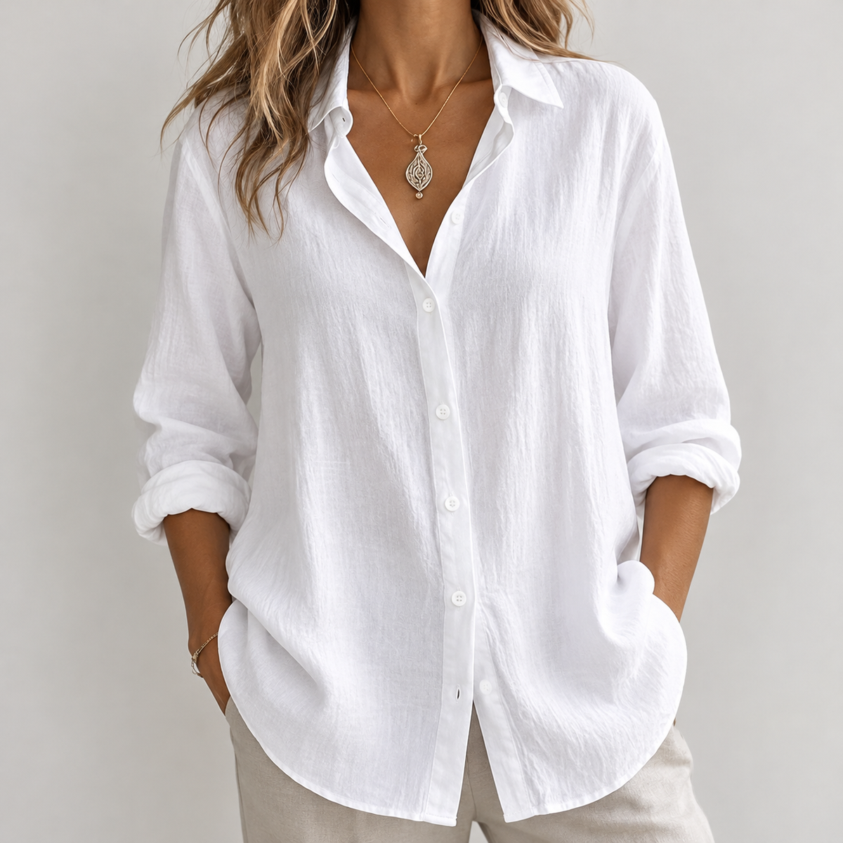 Wilhelmina Linen Blend Shirt - White