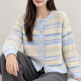 Christiane Textured Stripe Cardigan - Blue