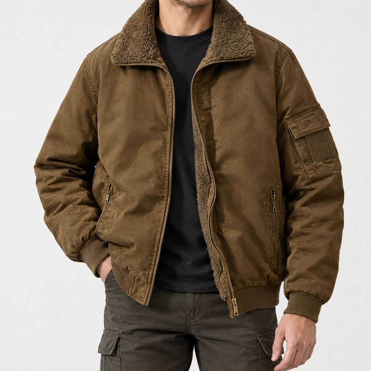 Jerome Plush Lined Jacket - Brown