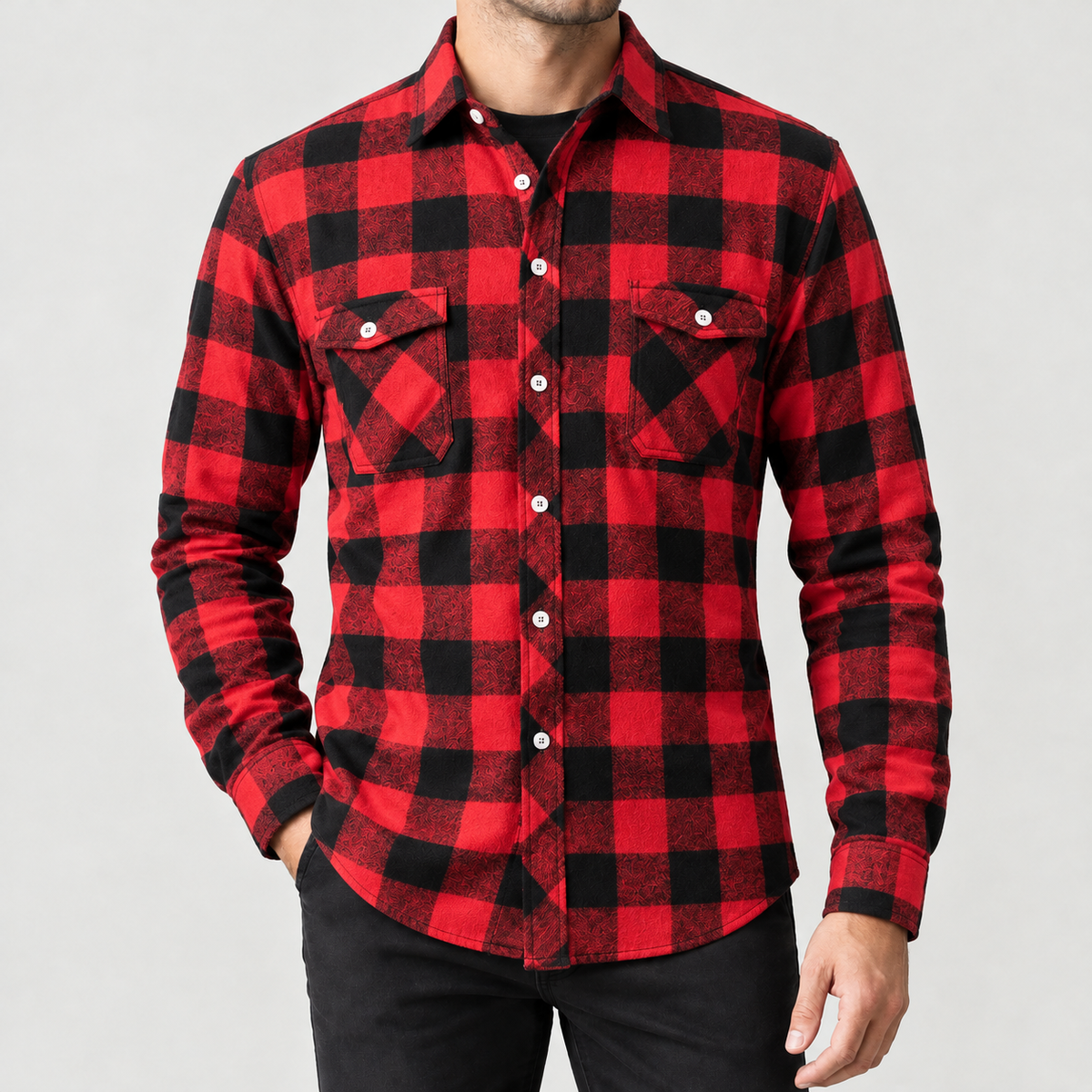 Ramon Brushed Overshirt - Red