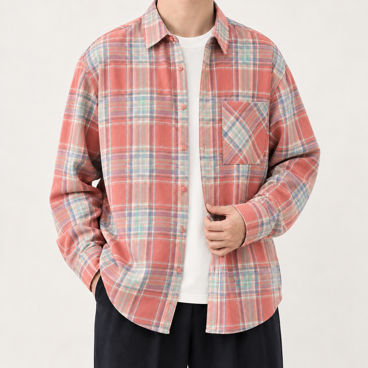 Asher Relaxed Overshirt - Red Plaid