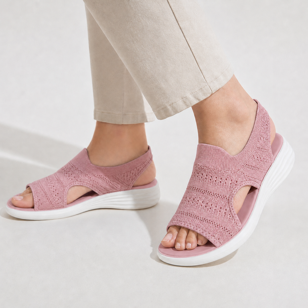 Gunilla Knit Platform Sandals - Pink