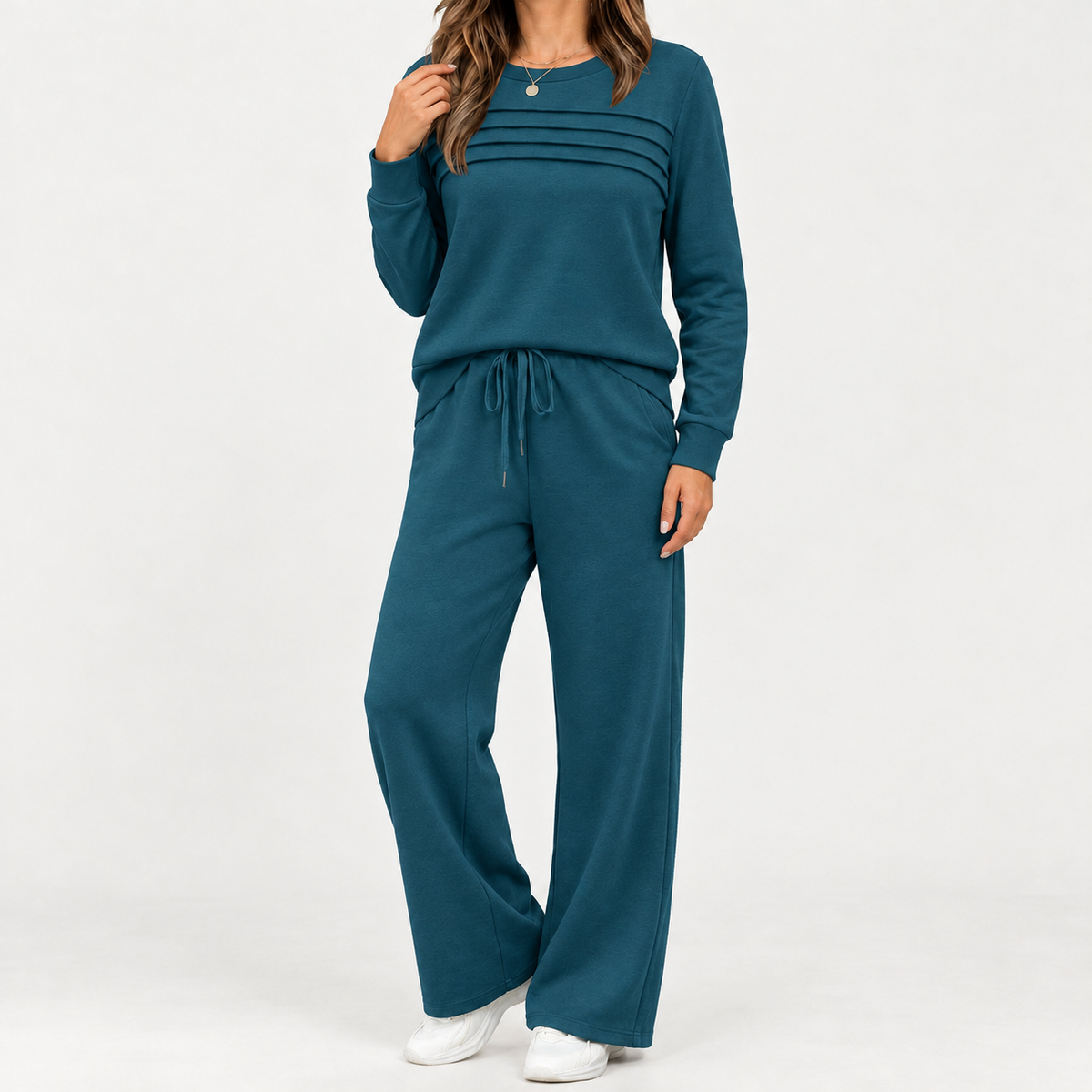 Marcella Pleated Lounge Set - Blue-green