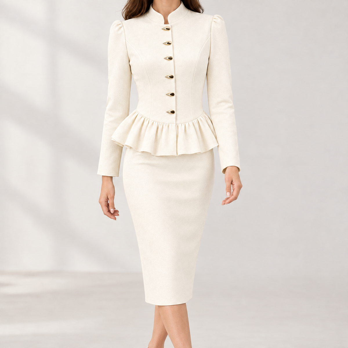 Smeralda Peplum Set - Milky White