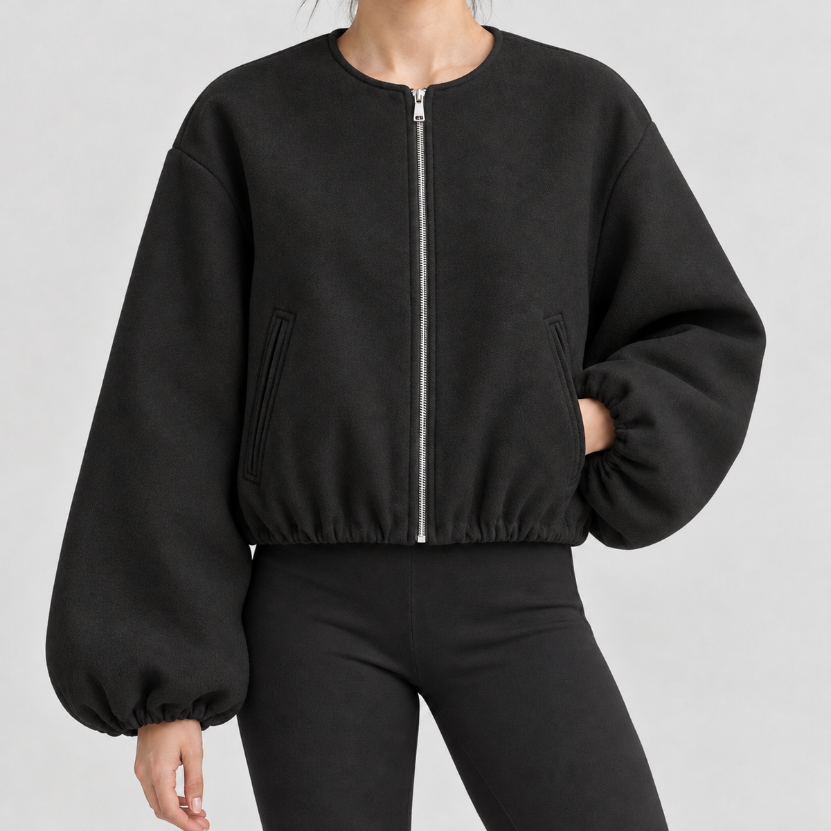 Heidelinde Balloon Sleeve Jacket - Black