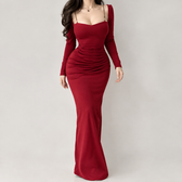 Audhild Ruched Maxi Dress - Year Red