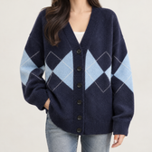 Lenie Argyle Cardigan - Navy