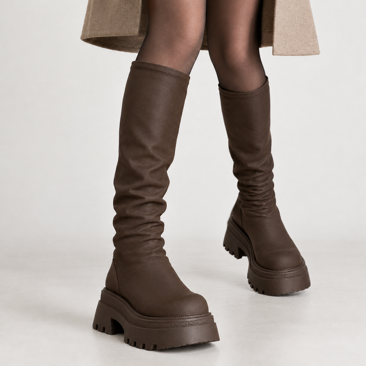 Eira Platform Boots - Brown