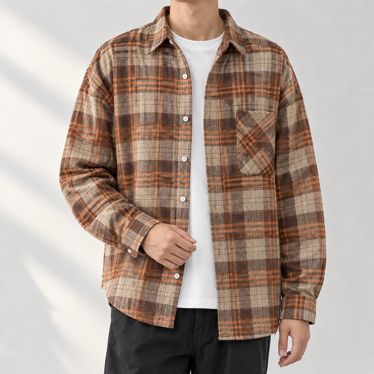 Hudson Plaid Overshirt - Brown