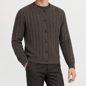 Joakim Cable Knit Cardigan - Brown