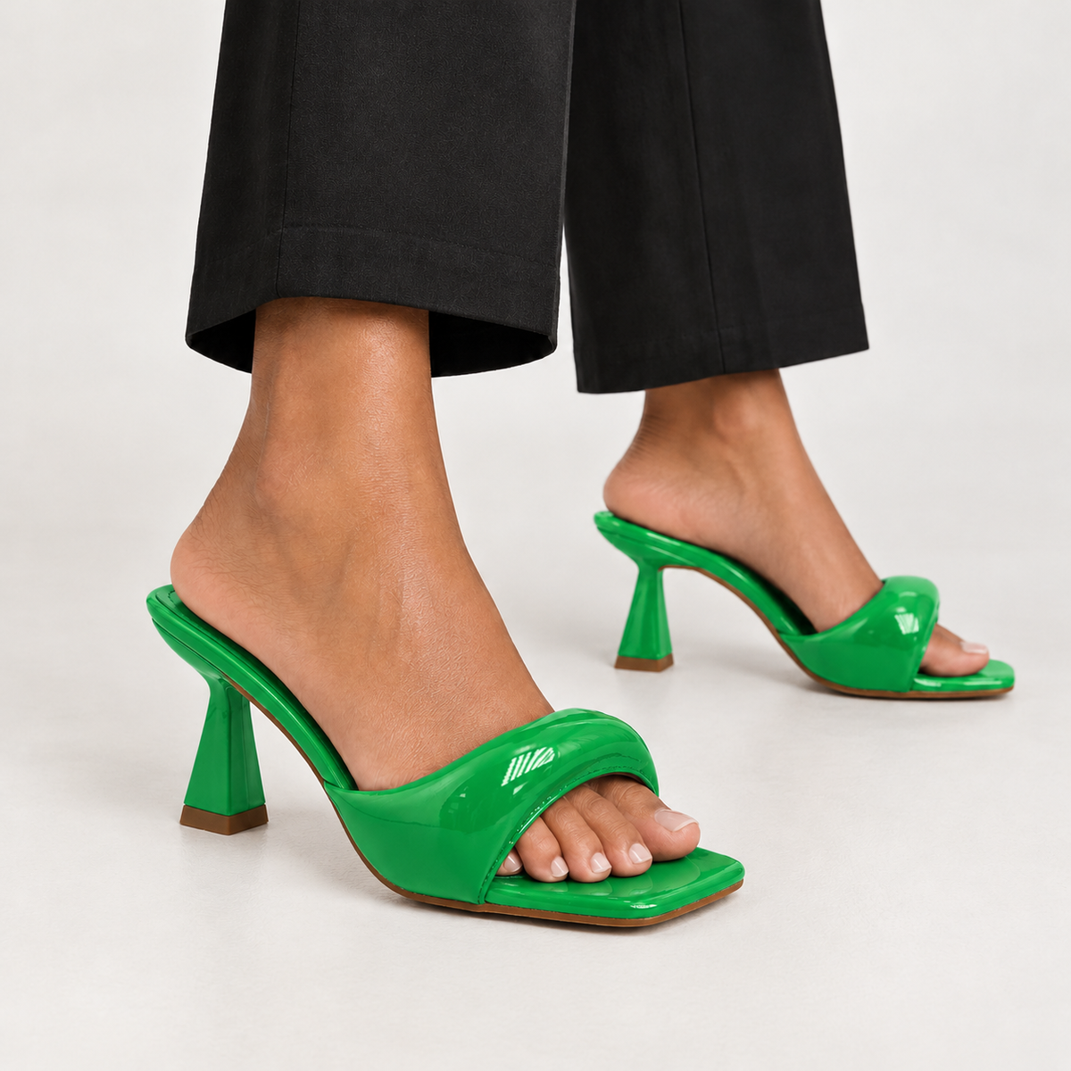 Mariapia Square Toe Mules - Green