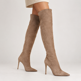 Micheline Suede Stiletto Boots - Khaki