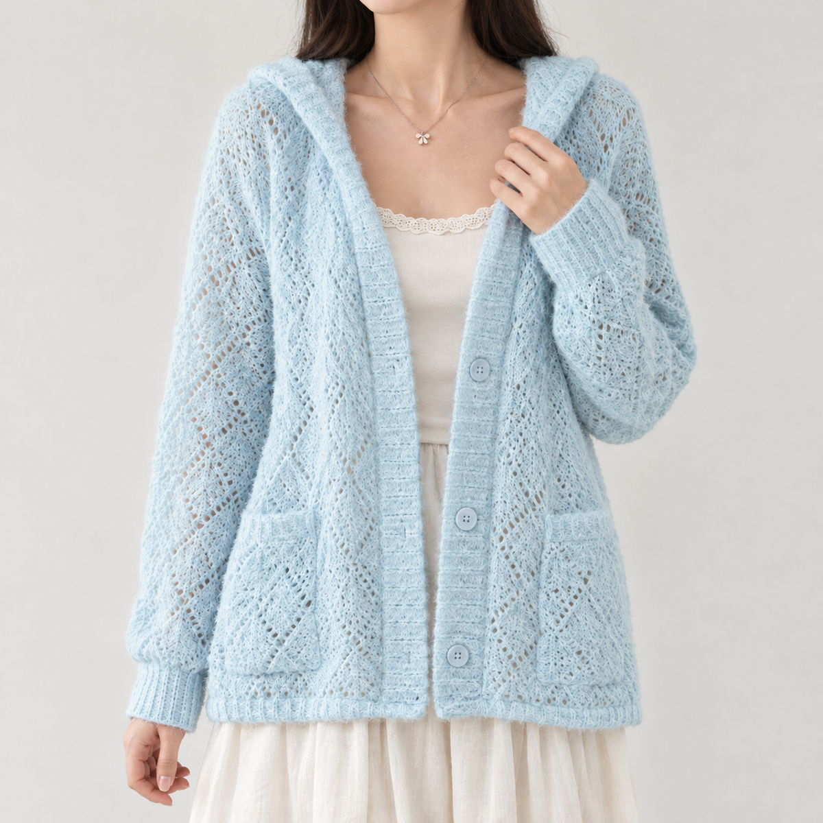 Dagrun Hooded Cardigan - Blue