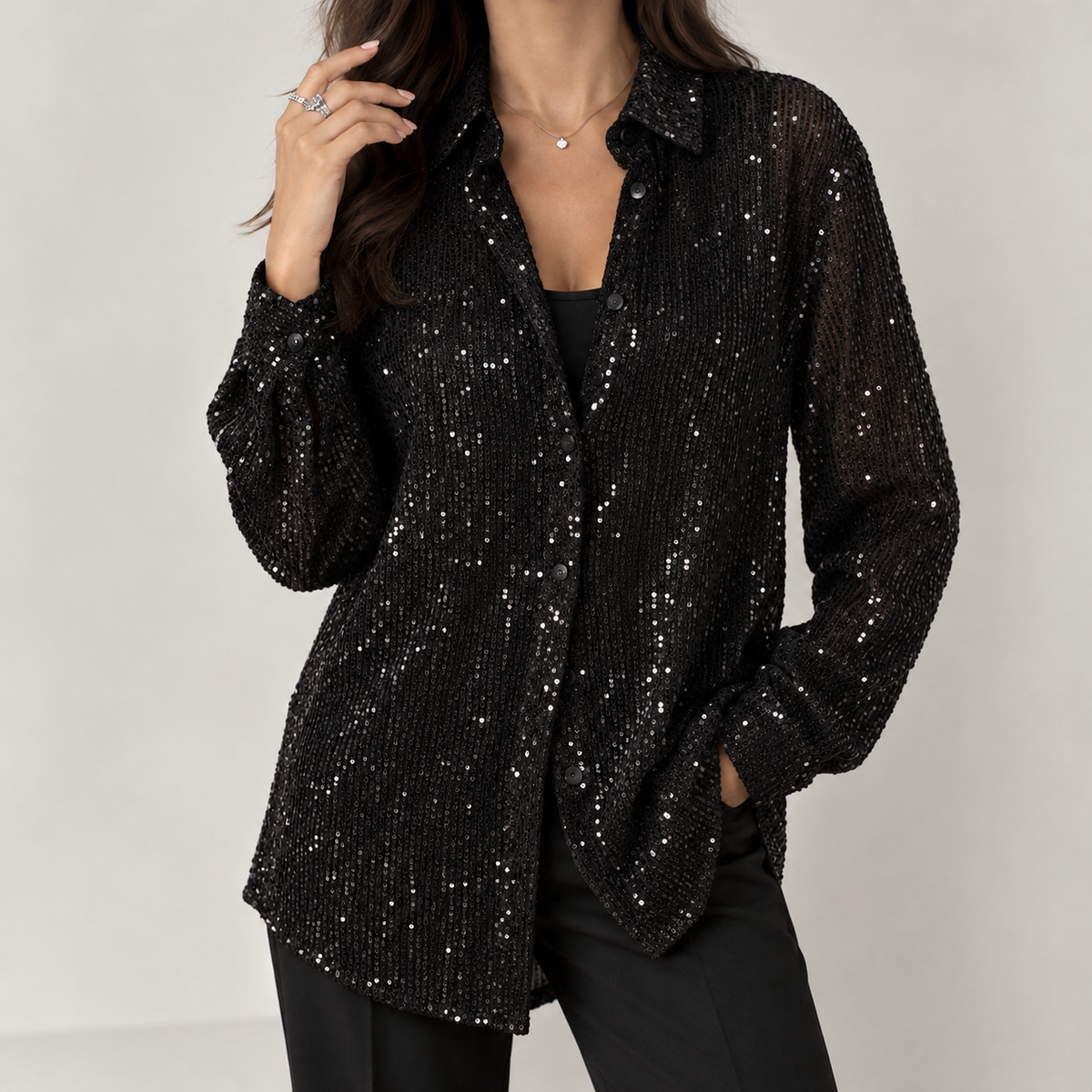 Cesaltina Sequin Shirt - Black