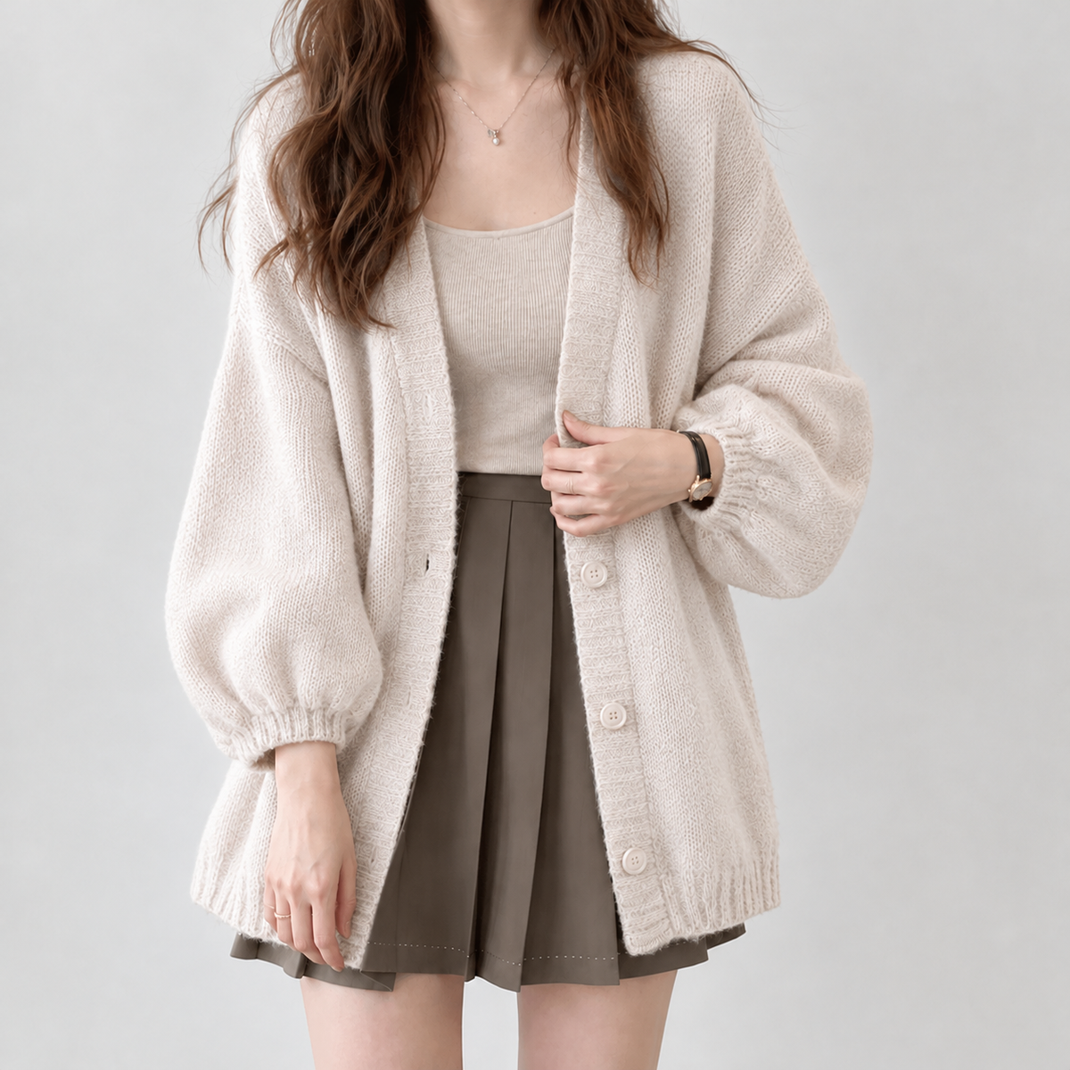 Adriana Balloon Cardigan - Cream