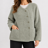 Coline Textured Fleece Jacket - Light Rice Green