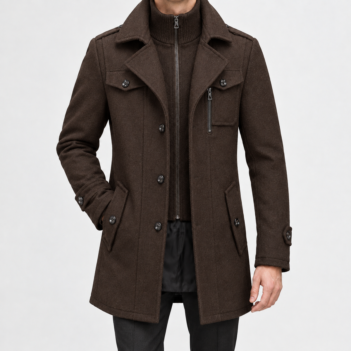 Gebhard Wool Double Coat - Brown