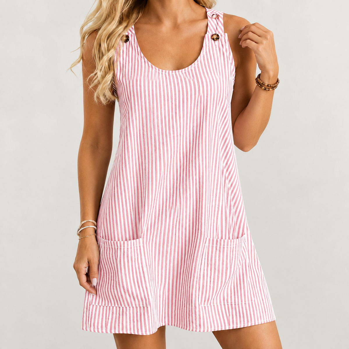 Adelaide Striped Pocket Dress - Pink