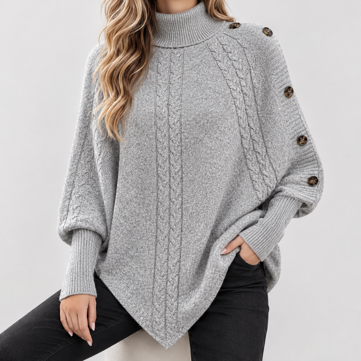 Josette Cable Knit Top - Grey
