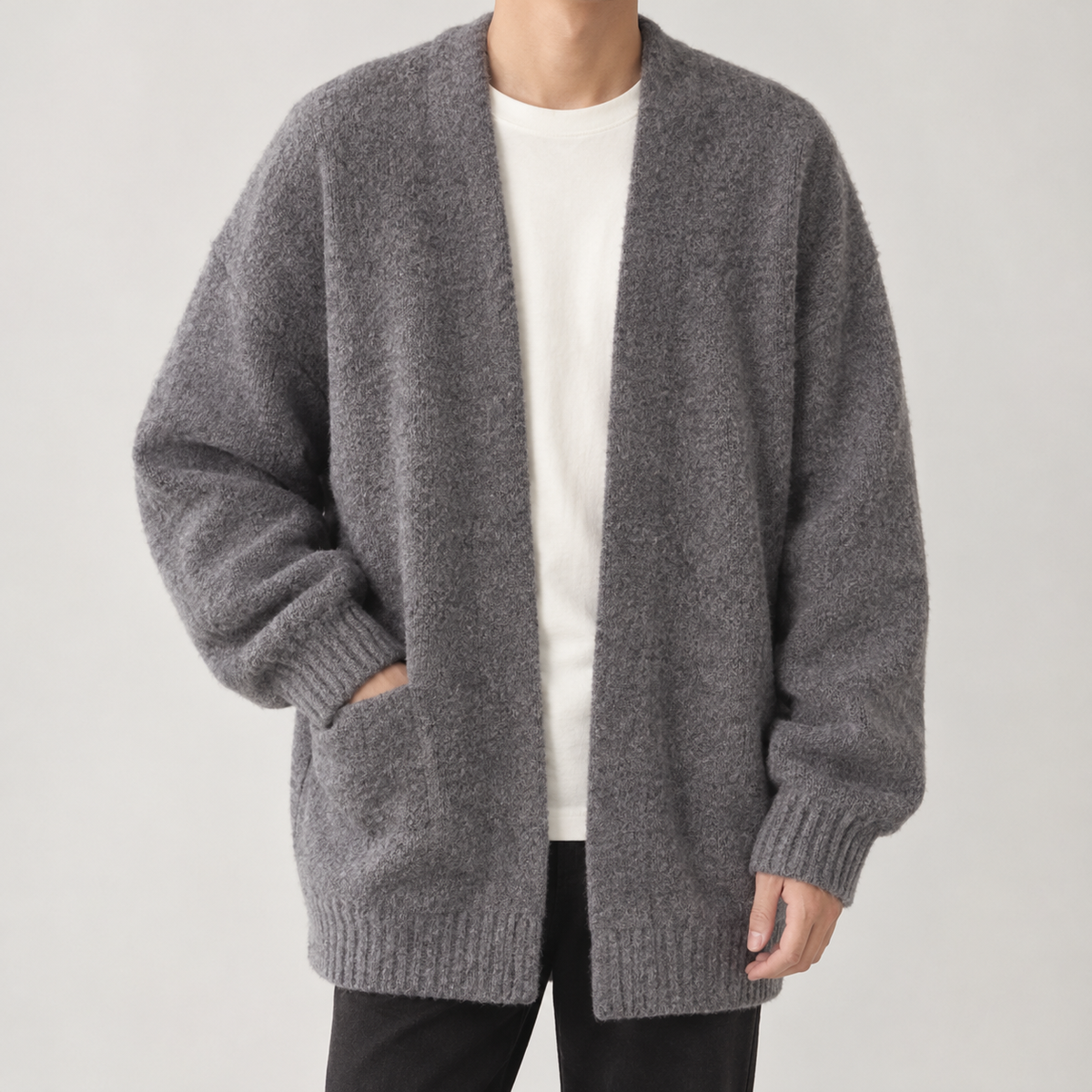 Attilio Open Front Cardigan - Dark Gray