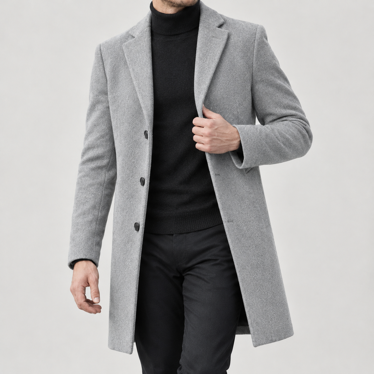 Bjarte Tailored Wool Coat - Light Gray
