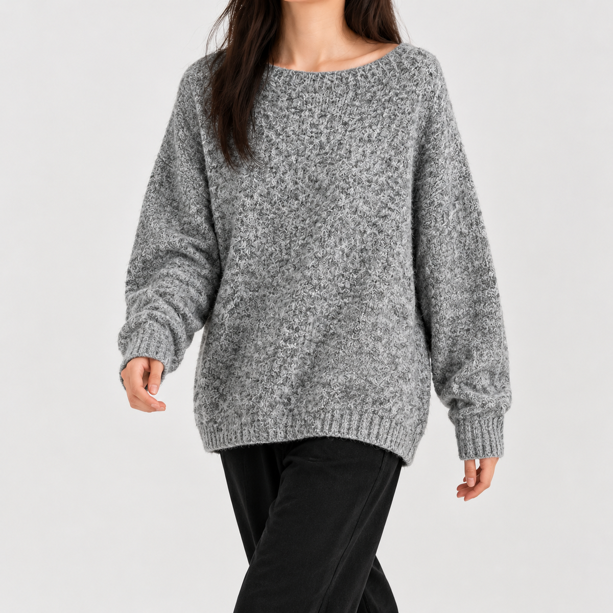 Yngvild Oversized Knit Top - Heather Gray