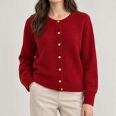 Judith Gold Button Cardigan - Red