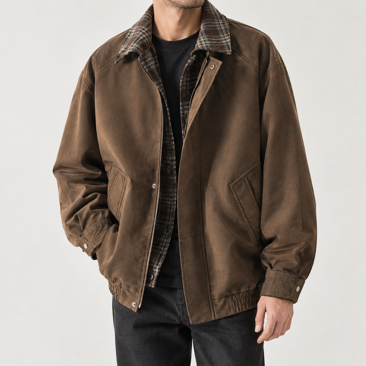 Barthelemy Plaid Collar Jacket - Brown